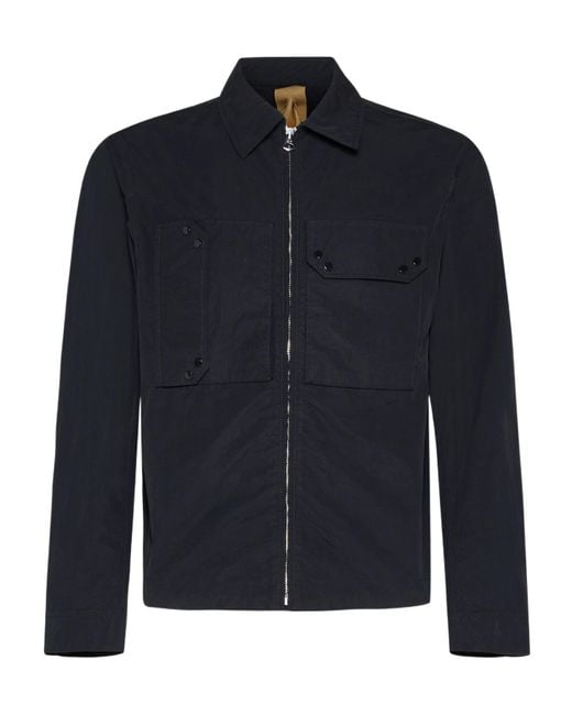 C P Company Blue Logo Patch Zipped Shirt Jacket for men