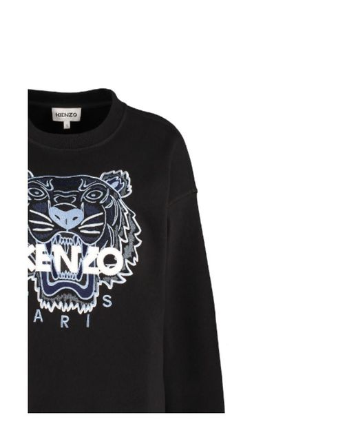 KENZO Black Tiger Embroidered Sweatshirt Dress