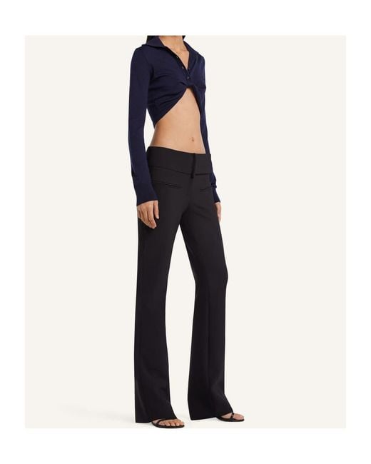Courreges Black Twist-Detail Cropped Polo Jumper