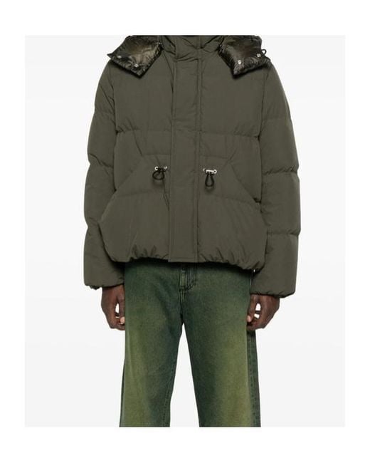 Sacai Green High Neck Hooded Puffer Jacket for men