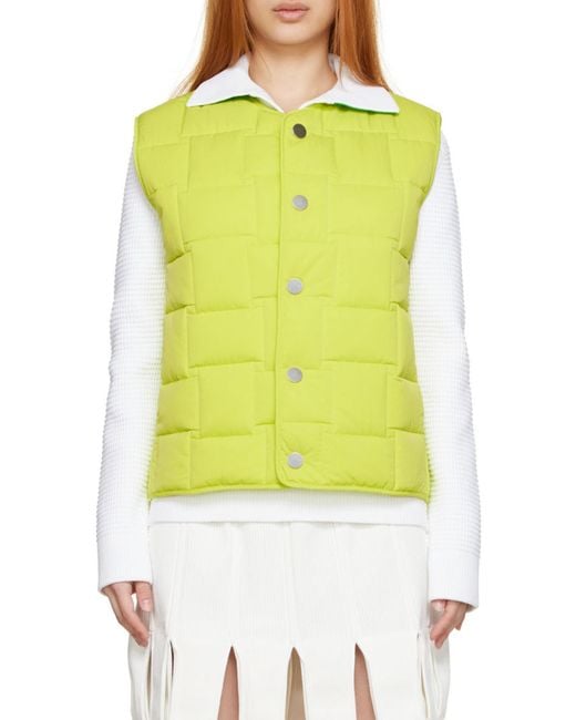 Bottega Veneta Yellow Intrecciato Patterned Padded Vest
