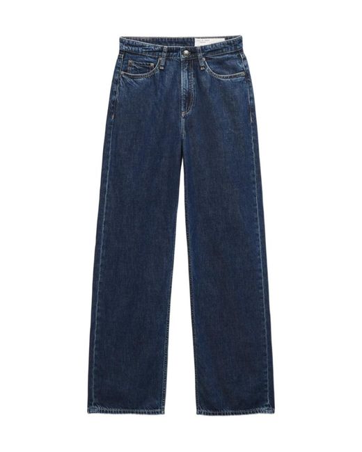 Rag & Bone Blue High-Rise Wide-Leg Jeans