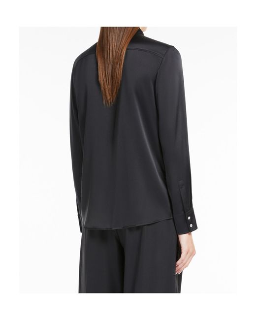 Max Mara Blue Studio Baden Curved Hem Long-Sleeved Top