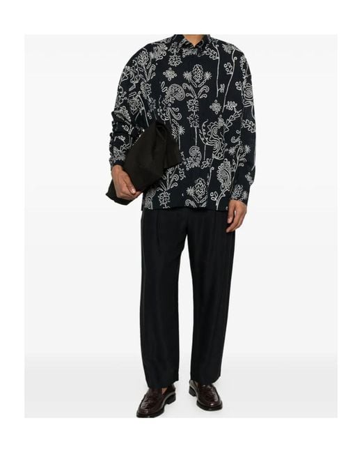 Giorgio Armani Black All-Over Printed Long-Sleeved Shirt for men