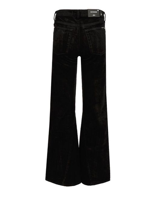 7 For All Mankind Black Wide-Leg Zip Jeans