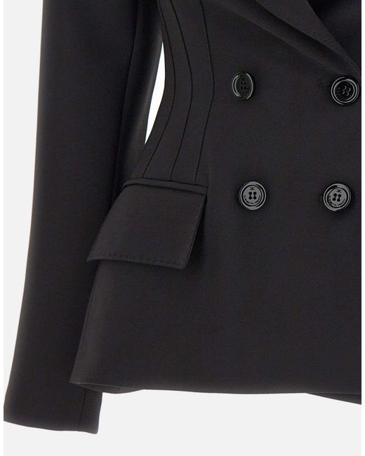 Elisabetta Franchi Black Fitted Double-Breasted Blazer