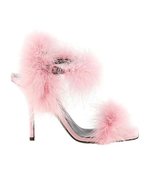 Moschino Pink Feather High-Heeled Sandals