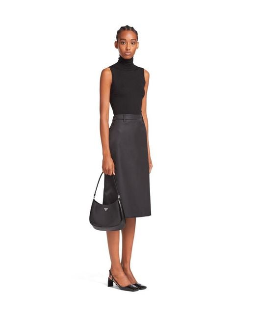 Prada Black Cleo Logo Plaque Shoulder Bag