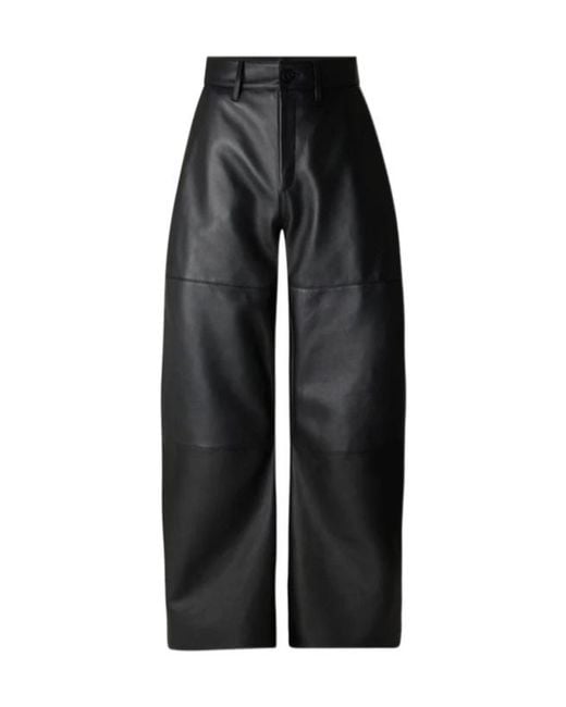 Soeur Black Panelled-Leather Balloon Trousers