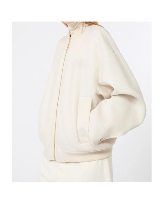 Sportmax White Ondata Zip-Up Bomber Jacket