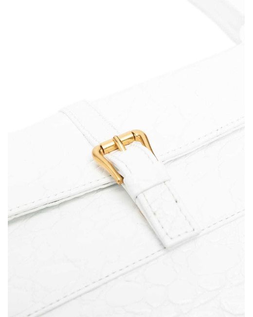 By Far White Miranda Crocodile-Effect Shoulder Bag