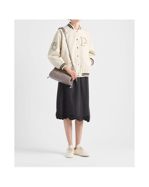 Prada Natural Button-Up Bomber Jacket