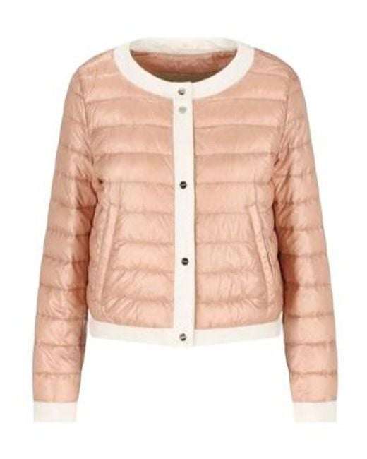 Herno Pink Quilted Crewneck Coat