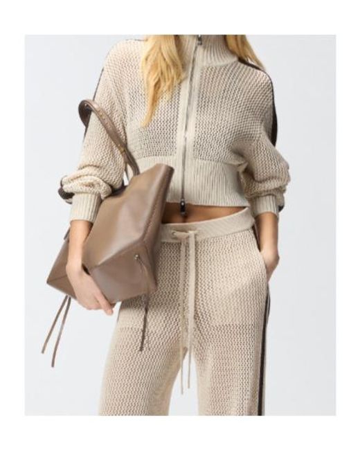 Pinko Natural Stripe Zip Cardigan