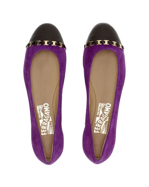 Ferragamo Purple Spliced Ballet Shoes