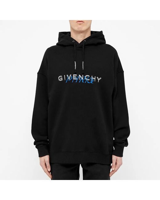 Givenchy Black Logo-Print Cotton Hoodie for men