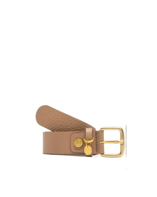 Gianni Chiarini White Pebble-Grain Charm Belt