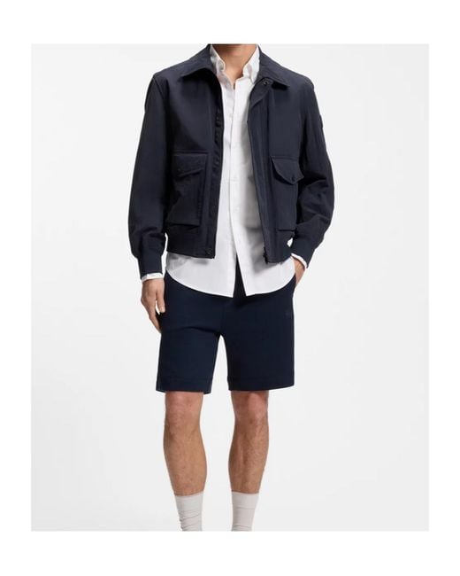 Boss Blue Collared Long-Sleeved Casual Jacket for men