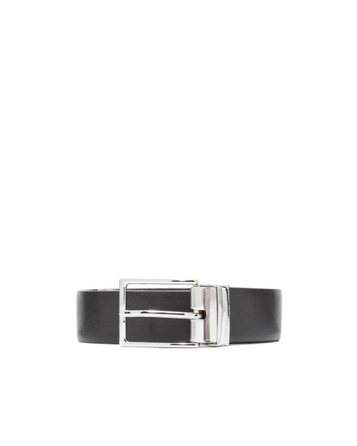 Emporio Armani White Logo Engraved Buckle Belt for men