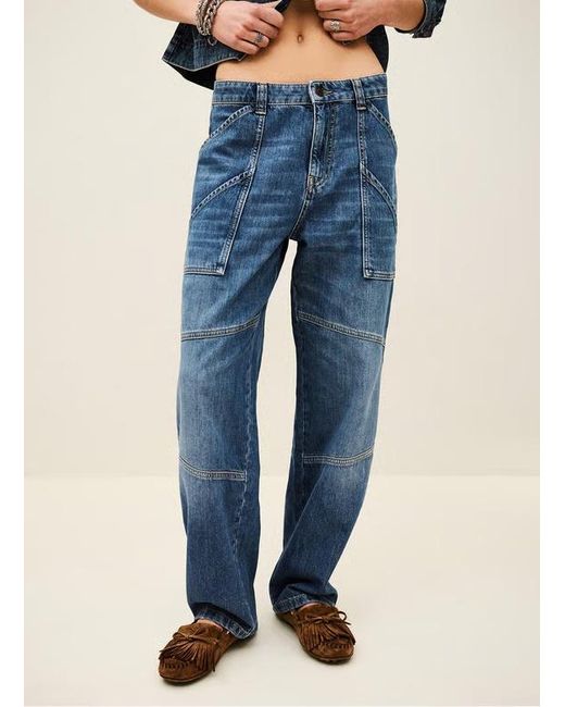 Ba&sh Blue Moyce Patch-Pocket Jeans