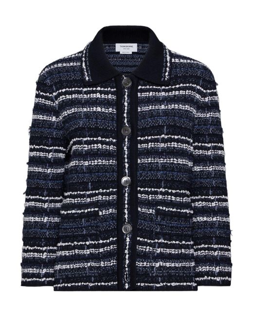 Thom Browne Blue Bouclé Construction Tweed Jacket