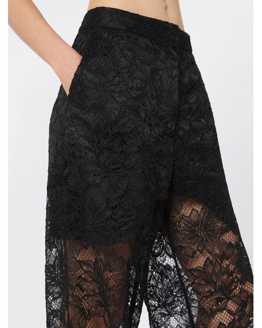 Sportmax Black Afoso Straight Leg Lace Trousers