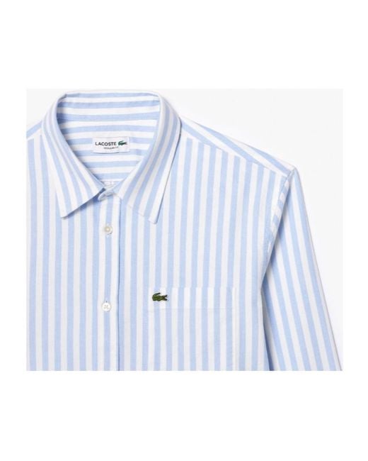Lacoste Blue Striped Regular Fit Oxford Shirt for men