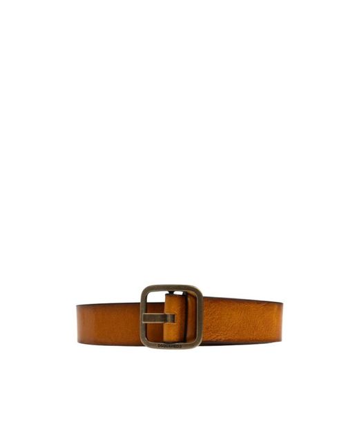 DSquared² Brown Logo-Engraved Buckle Leather Belt for men