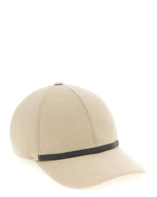 Brunello Cucinelli Natural Embellished Baseball Cap