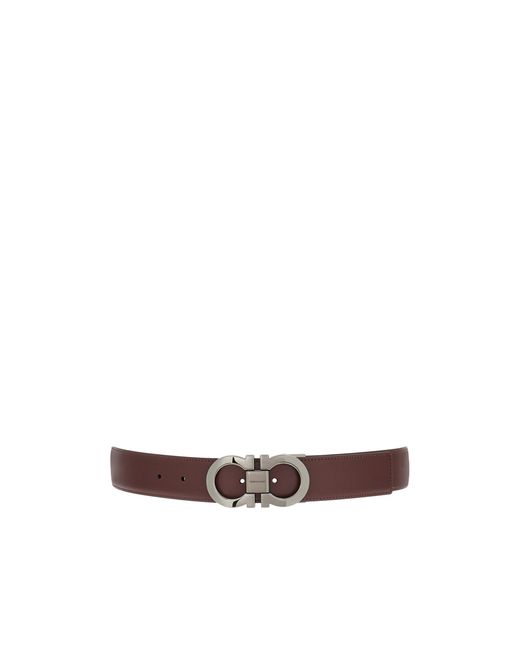 Ferragamo White Ferragamo Gancini Buckled Reversible Belt for men