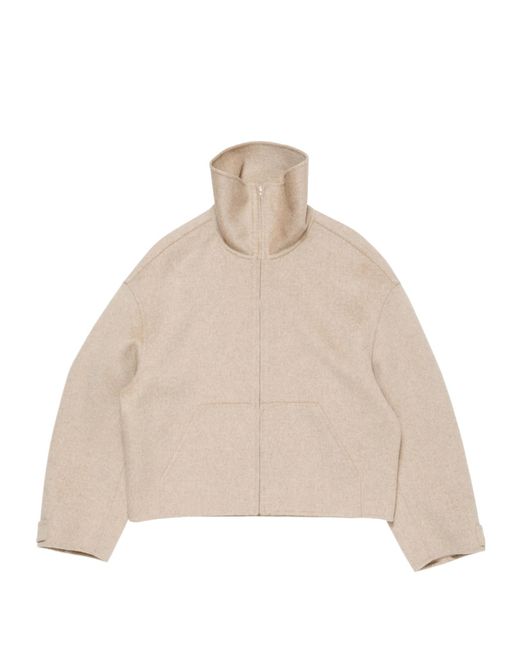 Acne Natural High-Neck Cropped Jacket
