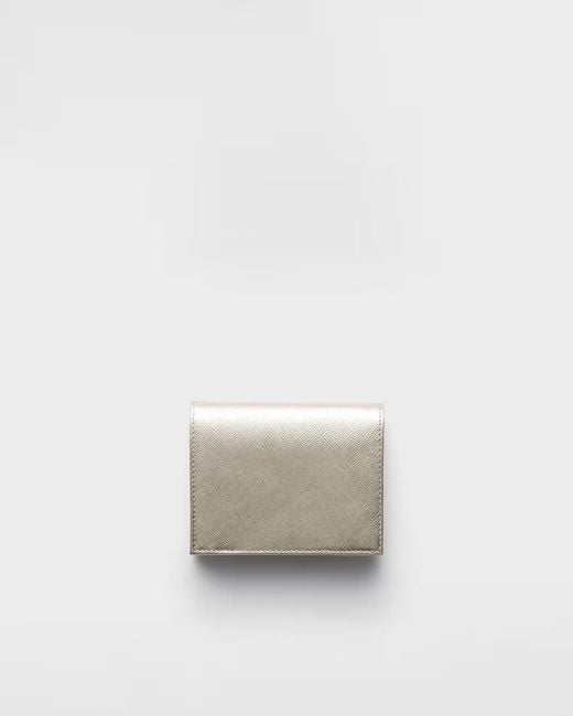 Prada White Small Saffiano Leather Wallet