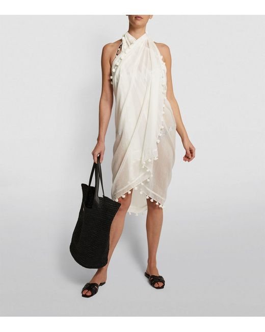 Melissa Odabash White Pareo Tassel Scarf