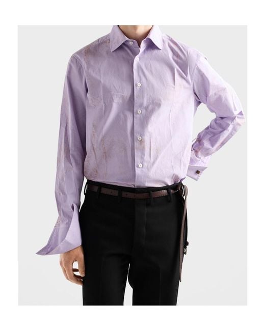 Prada Purple Cotton Shirt for men
