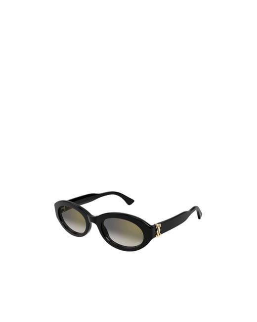 Cartier Black Oval-Frame Sunglasses