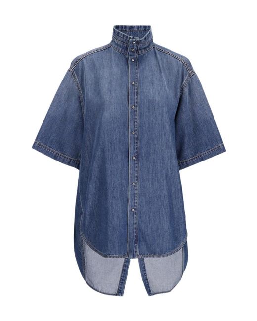 DARKPARK Blue High-Neck Short Sleeved Shirt