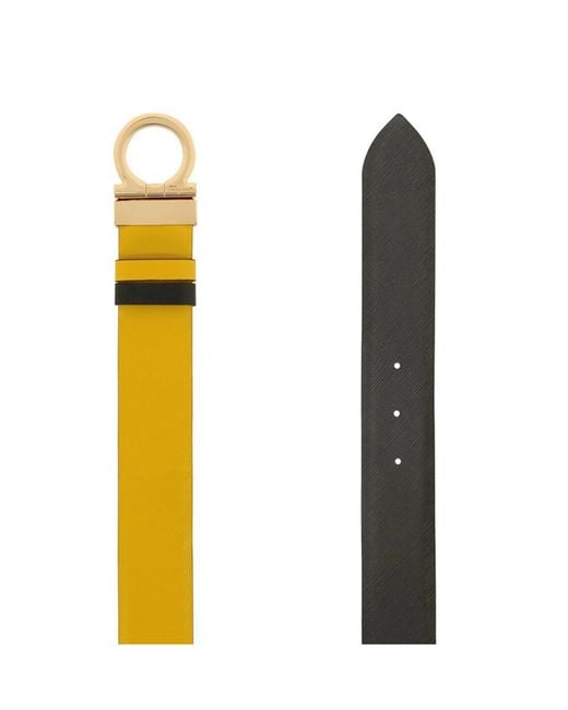 Ferragamo Yellow Logo Belt