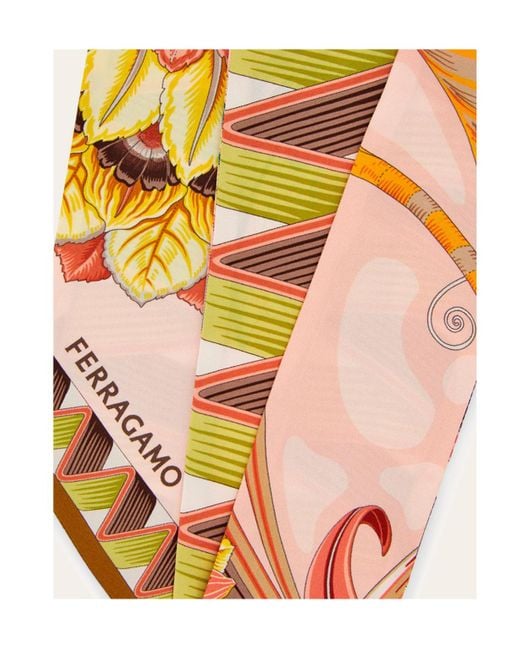 Ferragamo Orange Ferragamo Printed Twill Scarf