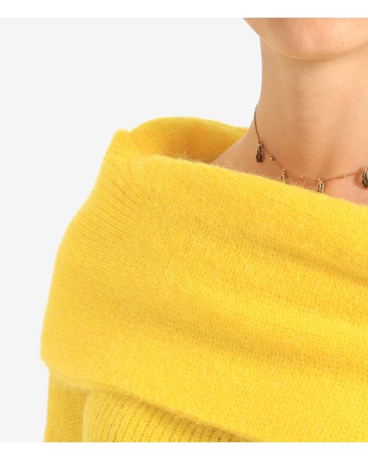 Philosophy Di Lorenzo Serafini Yellow Off-The-Shoulder Knitted Jumper