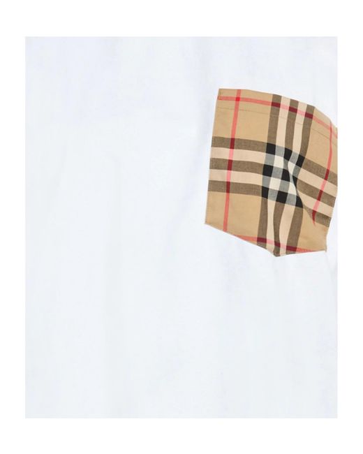 Burberry White Solid Color T-Shirt