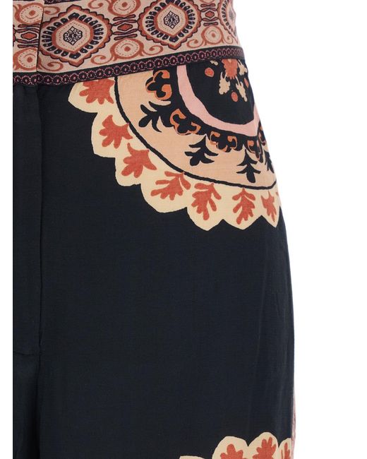 Ba&sh Black Valla Printed Wide-Leg Pants