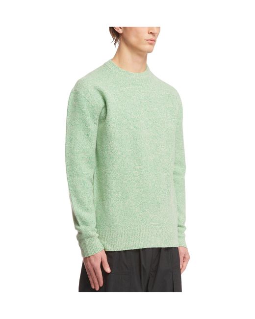 Jil Sander Green Crewneck Ribbed Jumper for men