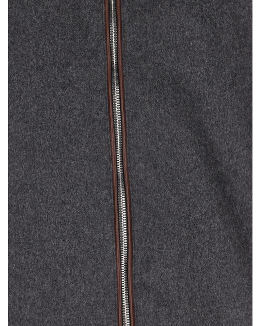 Brunello Cucinelli Gray Zip-Up Hooded Jacket for men