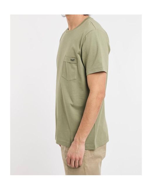 Fay Green Pocket Crew Neck T-Shirt for men
