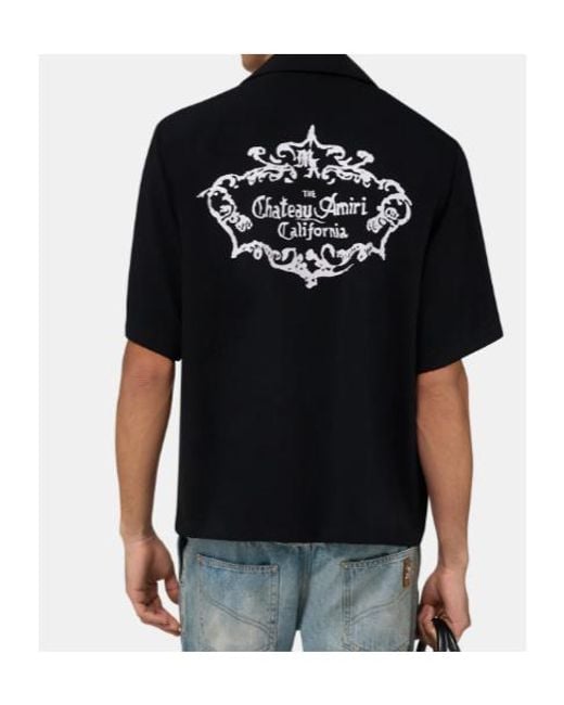 Amiri Blue Chateau Crest Camp Bowling Shirt for men