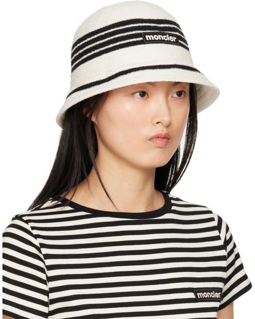 Moncler Black Off- & Striped Bucket Hat
