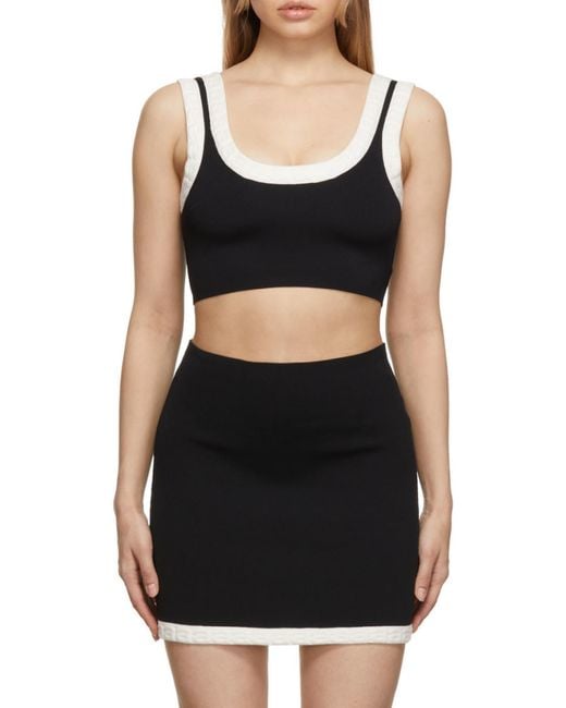 Alexander Wang Black Logo-Jacquard Trim Cropped Top