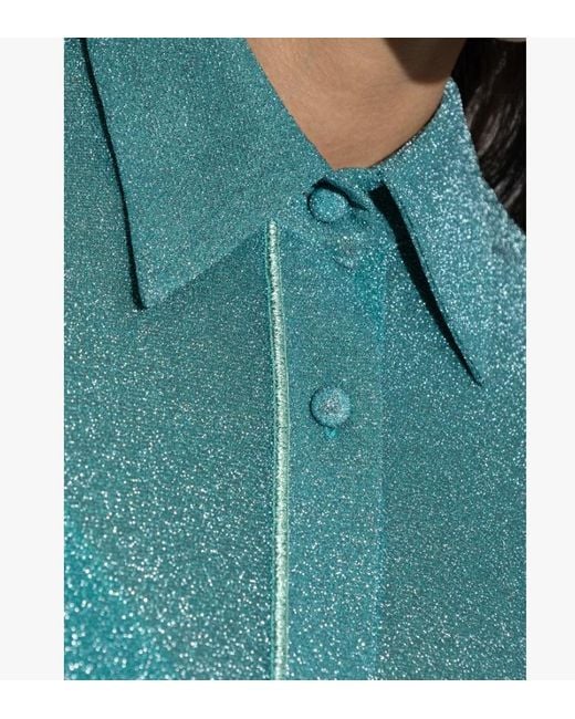 Oseree Blue Oséree Lurex Oversized Shirt