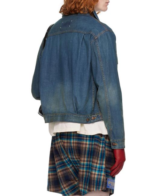 Maison Margiela Blue Pleated Denim Jacket for men