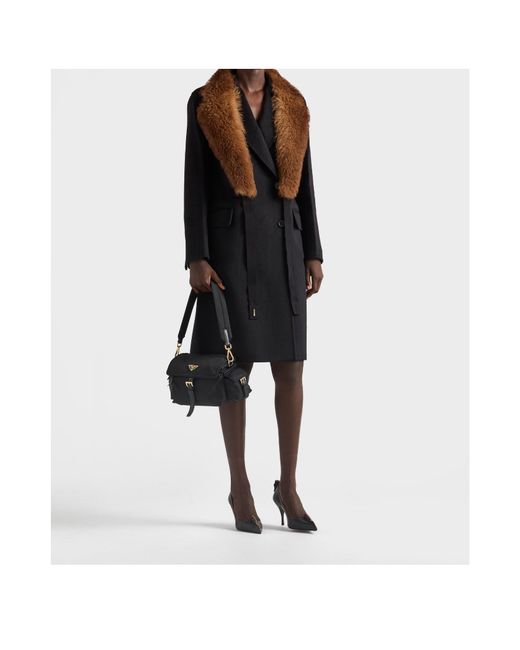 Prada Black Double-Breasted Double Cashwool Coat